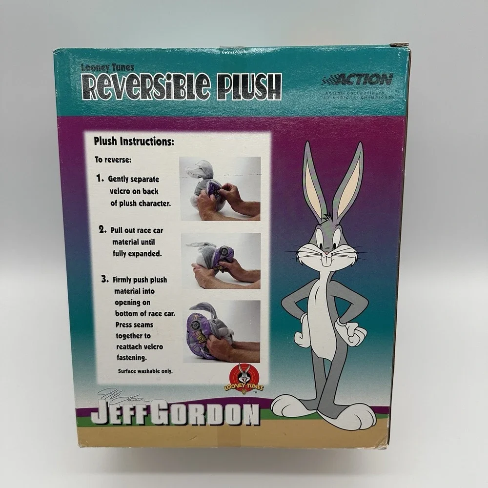 Vintage Bugs Bunny Jeff Gordon Reversible Race Car Plush NASCAR Looney Toons NIB